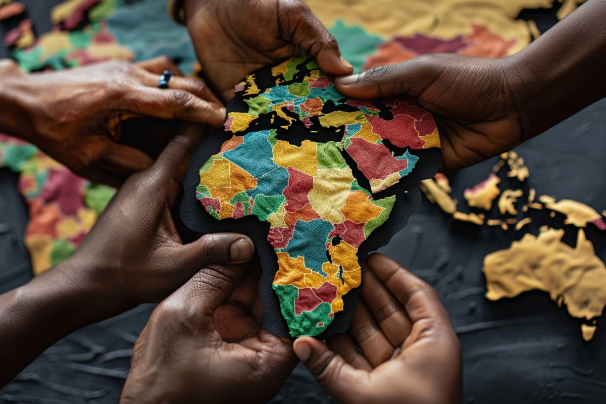 Hands holding africa